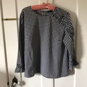 Halogen gingham blouse with ruffle